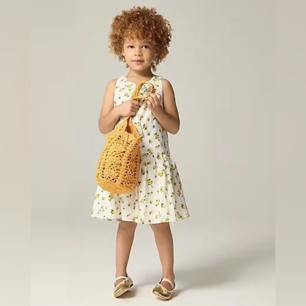 J.Crew Girls' Blurry Yellow Rose Print Drop-Waist Ruffle Dress—5 - Picture 7 of 7
